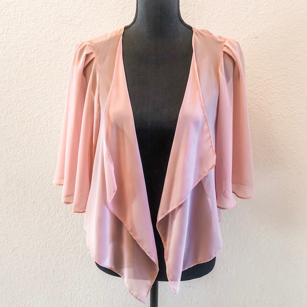 Sheer Crop Kimono in Dusty Pink